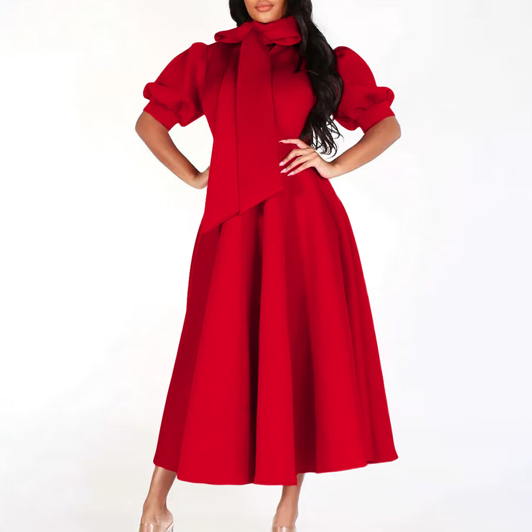Damen Ballonkleid mit eleganter Schleifenverarbeitung und Taschen Drune