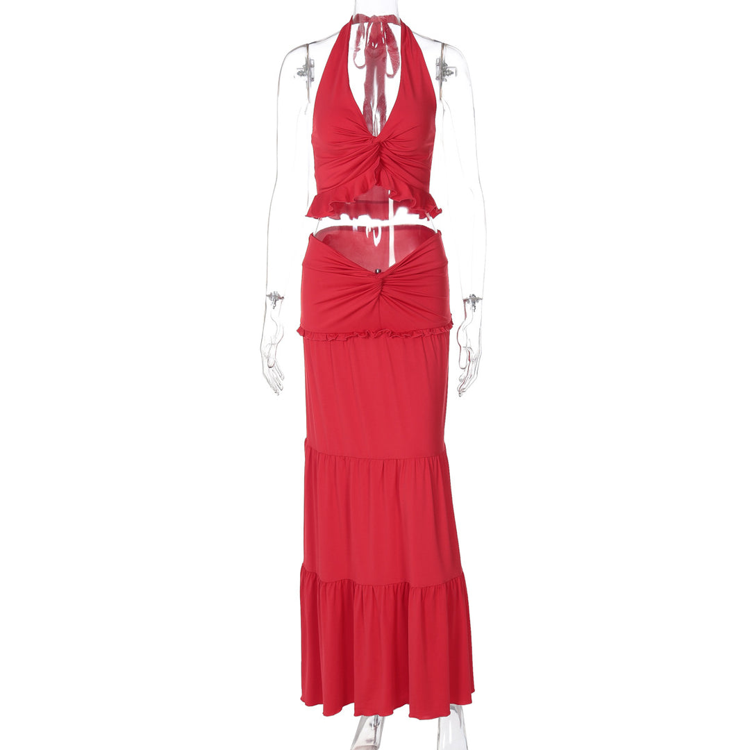 Damen Maxi-Kleid mit offener Rückenpartie und innovativem Wickeldesign Drune