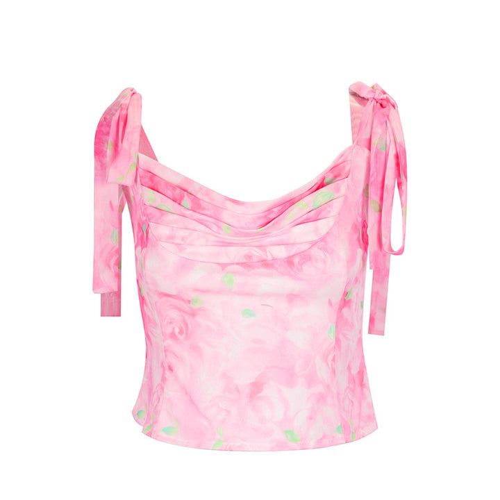 Damen Top mit verspielten Knoten und Drapierung Drune