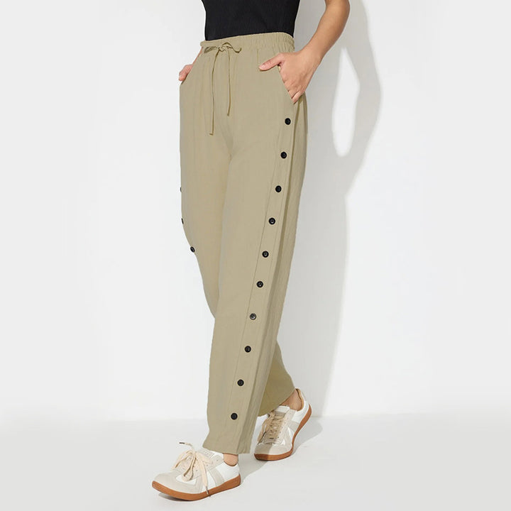 Damen Modische Joggpants mit dekorativen Knopfdetails Drune