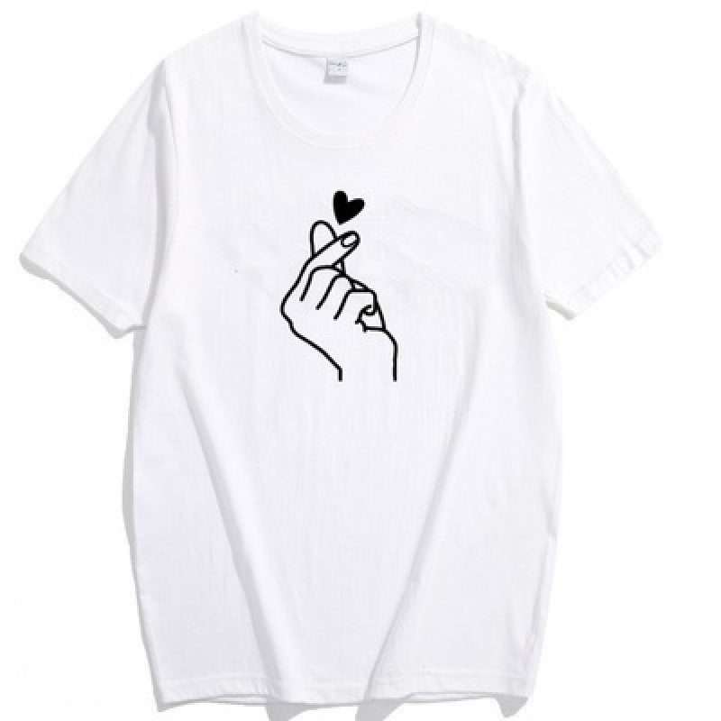 Damen T-Shirt mit kreativem Herzmotiv und lockerer Passform Drune