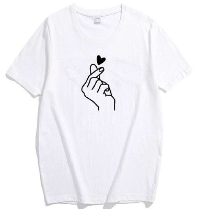 Damen T-Shirt mit kreativem Herzmotiv und lockerer Passform Drune