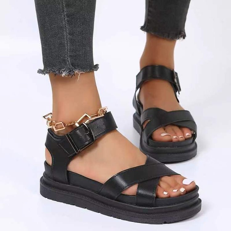 Damen modische Sandalen mit verstellbaren Riemen und weich gepolsterter Sohle Drune