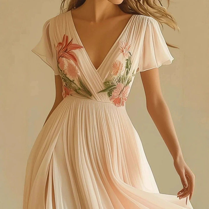 Frauen Blumenbesticktes Maxikleid Drune