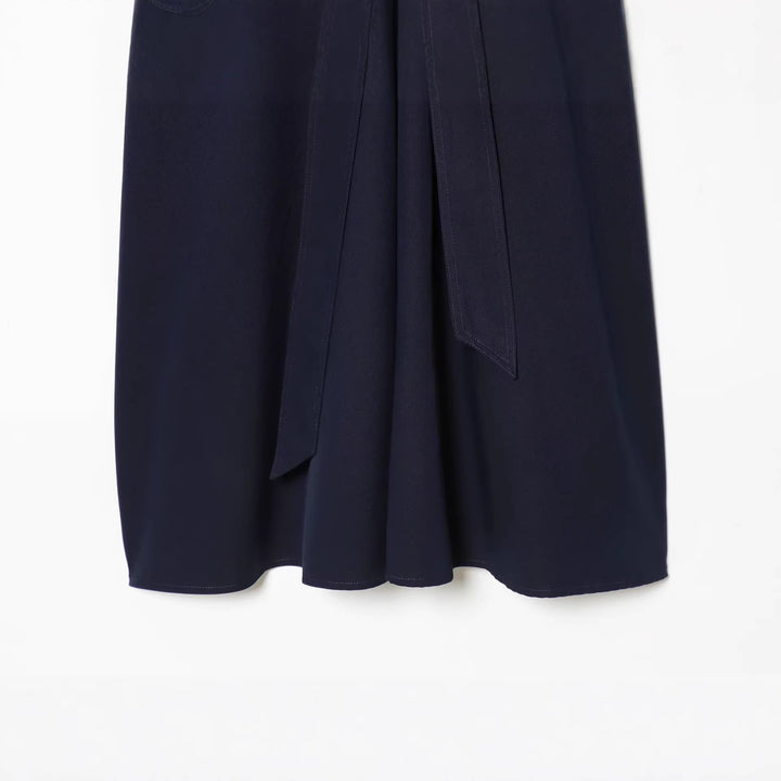 Damen Kurzarm-Hemdblusenkleid mit durchgehender Knopfleiste, Taillengürtel und Brusttaschen Drune