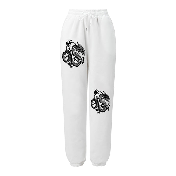 Damen nan weite Jogginghose hochgeschnitten mit seitlichem Statementprint und elastischem Bund Drune