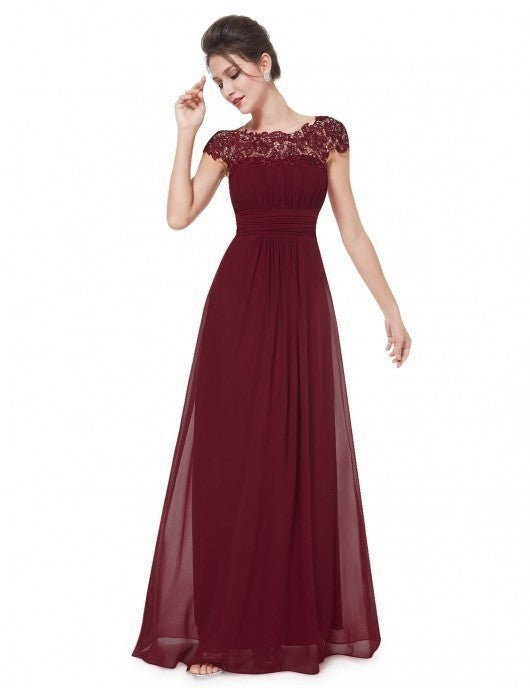 Damen Elegantes Abendkleid mit feiner Spitze und fließendem Rock Drune