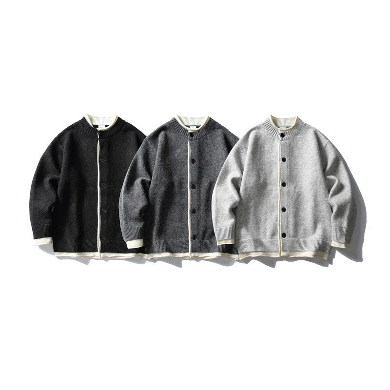 Unisex Boxy-Strickjacke mit kontrastbesetzten Kanten und Rippenabschlüssen Drune
