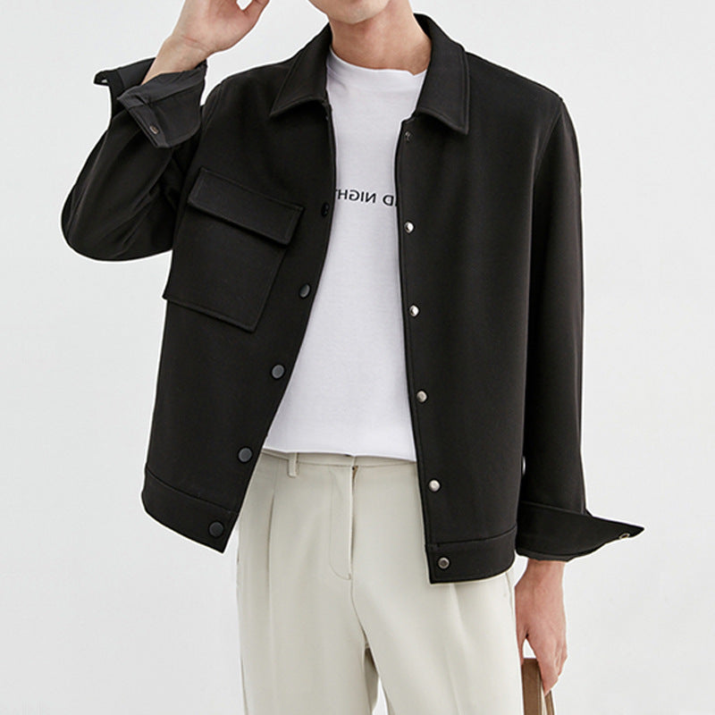 Herren Oversize-Utility-Jacke mit aufgesetzter Brusttasche und Druckknopfleiste Drune