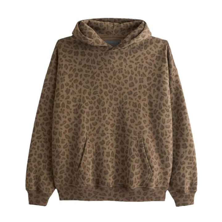 Frau Leopardenmuster Gemütlicher Hoodie Drune