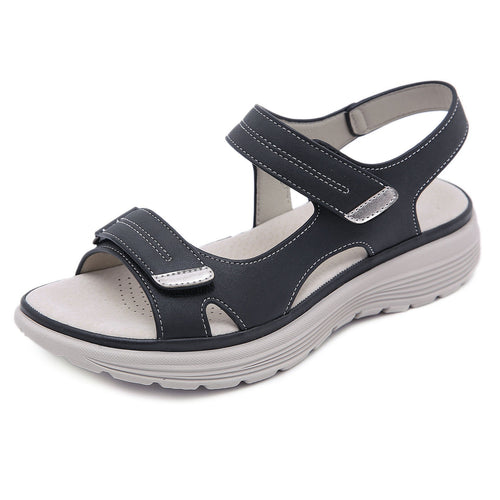 Damen Komfort-Sandalen mit dicker Profilsohle und verstellbaren Klettriemen Drune