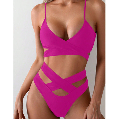 Damen Triangel-Bikini mit asymmetrischem Wickel-Design und stylischem Cut-Out Drune