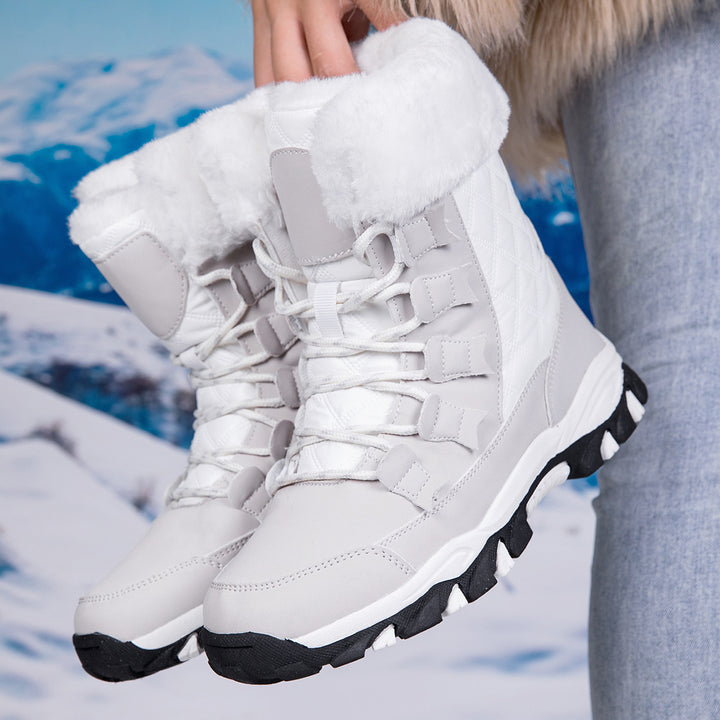 Damen Gefütterte Thermo‑Winterschuhe mit gesteppter Oberfläche, Kunstfellkragen und griffiger Mehrzonen‑Profilsohle Drune