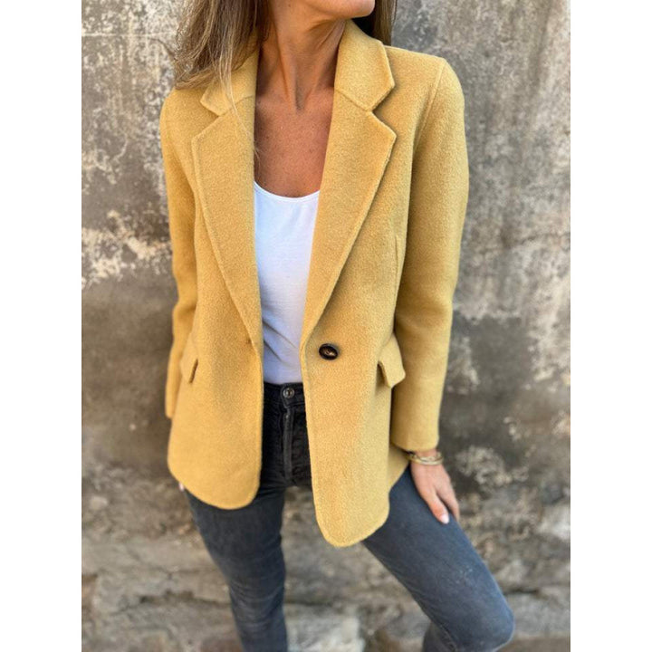 Damen Kastenförmiger Kurzmantel im Blazer-Look aus Wollmix mit fallendem Revers Drune
