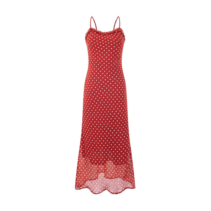 Damen Maxikleid mit verspieltem Punktedesign und feinen Rüschen Drune