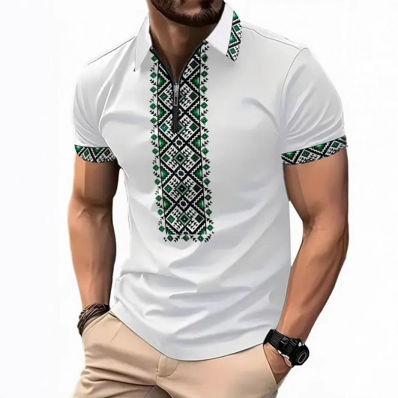 Herren Poloshirt mit modernem Nautikstreifen und kurzem Stehkragen Drune