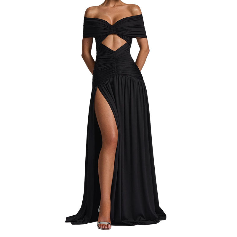 Damen Elegantes Off-Shoulder Maxikleid mit praktischem Cut-Out Drune
