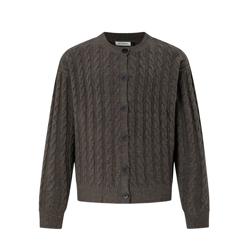 Herren Gemütlicher Strickjacke mit Knopfleiste Drune