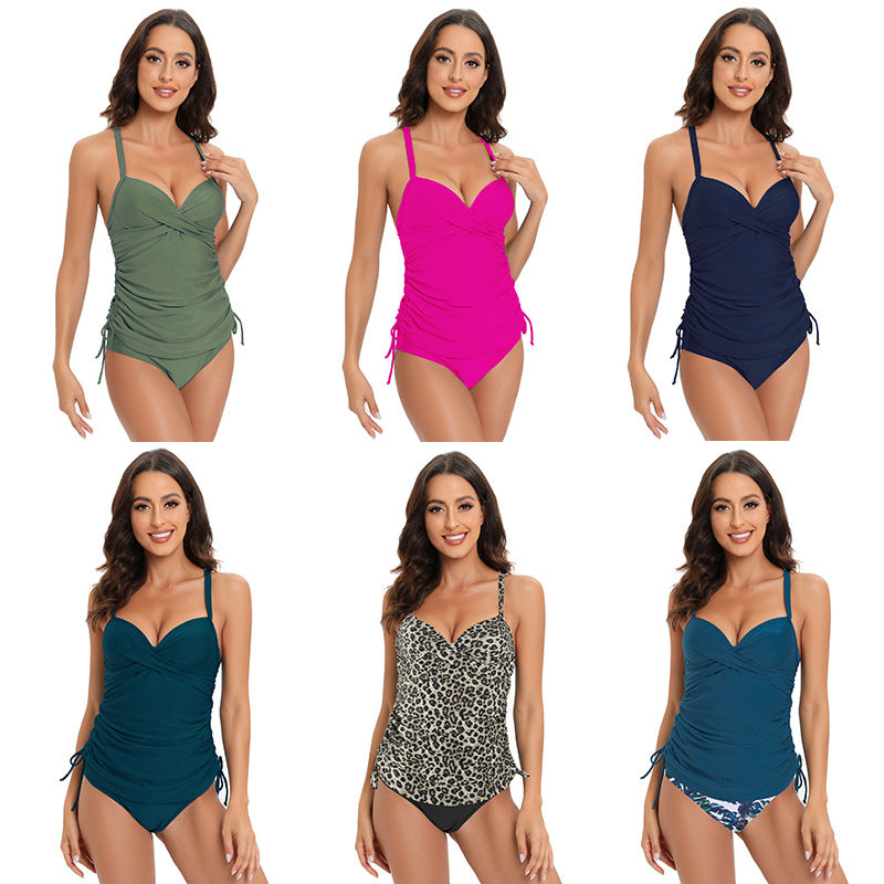 Damen Tankini-Set mit elegantem Wickeldesign und raffinierter Rüsche Drune