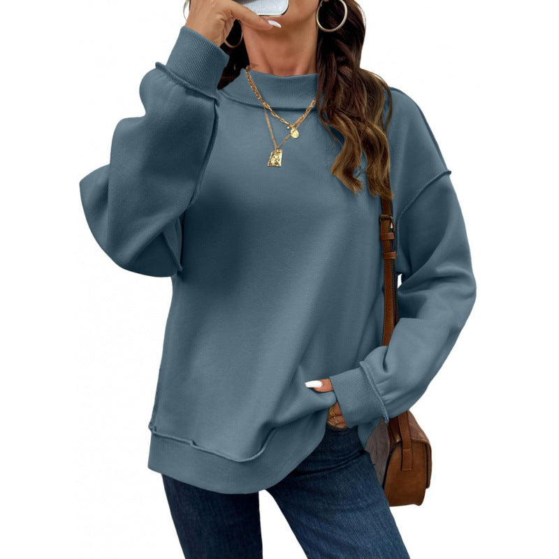Damen Oversize-Sweatshirt mit Stehkragen, Raglanärmeln und Rippbündchen Drune