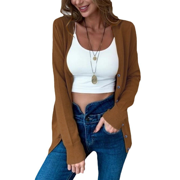 Damen lässiger Cardigan mit Knopfdetails und eleganten langen Ärmeln Drune