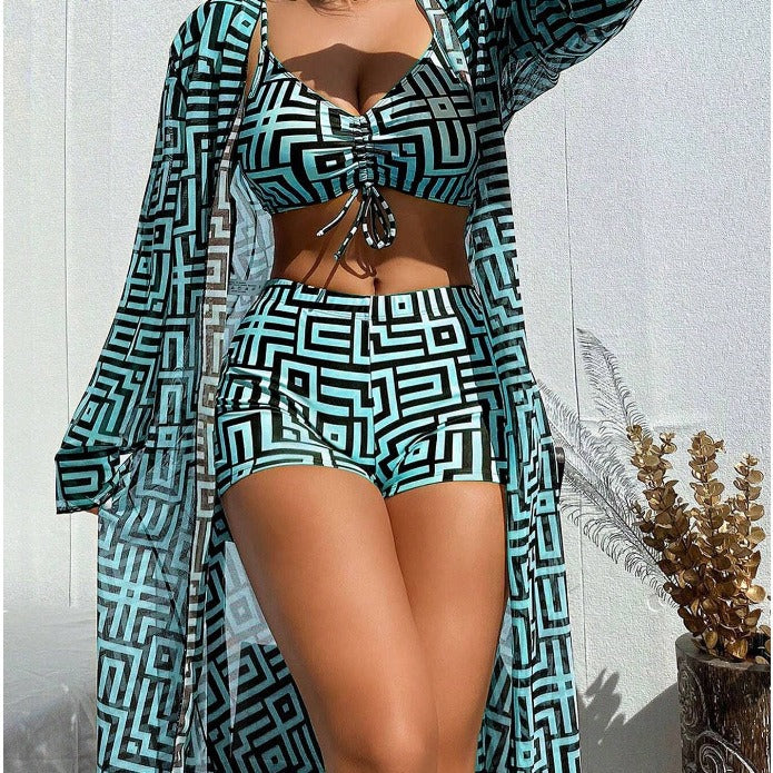 Damen Bunte Bikini- und Kaftan-Kombination Drune