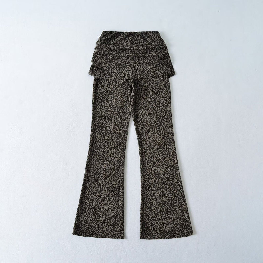 Damen High‑Waist Schlaghose mit gerafftem Hüftrock und ausgestelltem Bein Drune