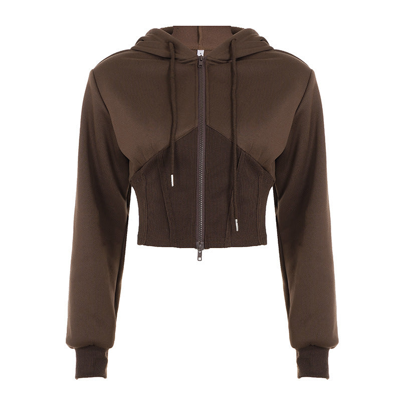 Damen nan taillierte Bomberjacke mit breitem Rippenbund, zwei Schrägtaschen und dekorativen Reißverschluss-Details Drune