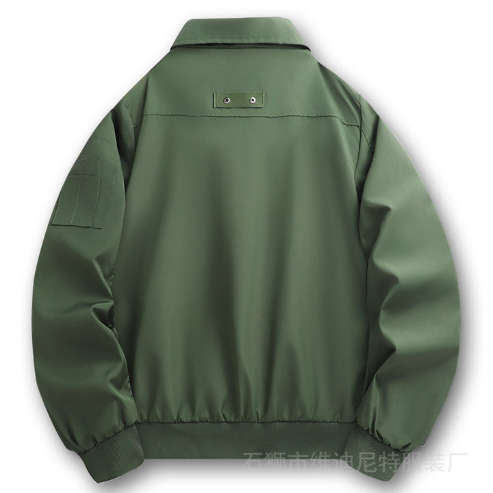 Herren Leichter Twill-Bomber mit kontrastierendem Futter, Reißverschlusstaschen und Ärmeltasche Drune
