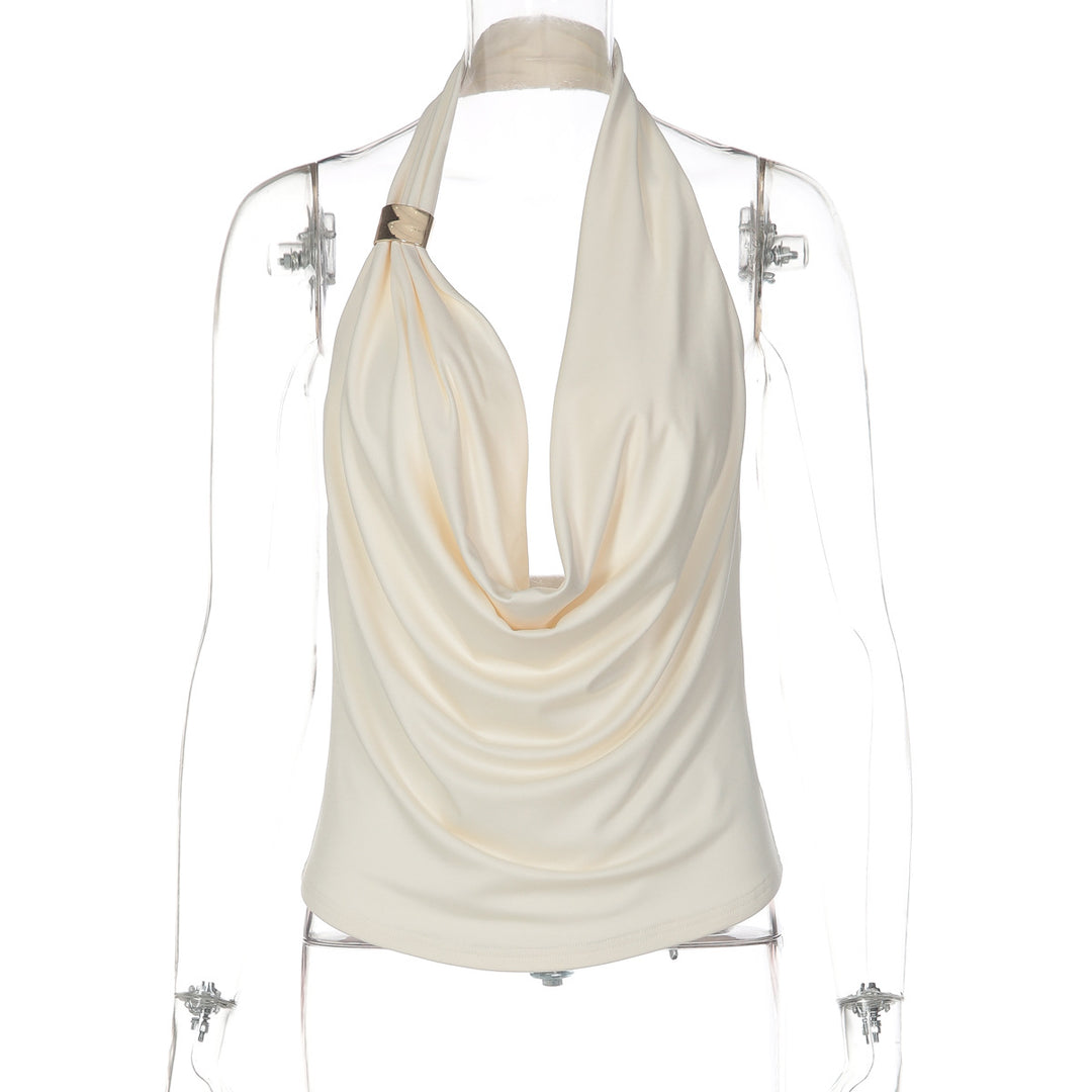 Damen Drapiertes Top mit elegantem Ausschnitt Drune