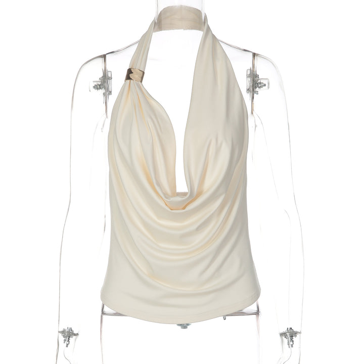 Damen Drapiertes Top mit elegantem Ausschnitt Drune