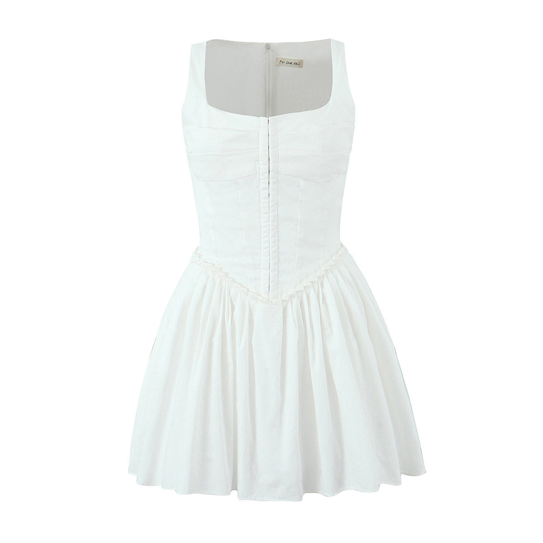 Damen elegantes Kleid mit A-Linien-Schnitt und edlen Rüschendetails Drune