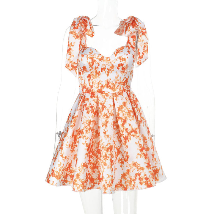 Damen verspieltes Blumenkleid mit Puffärmeln und Rüschendetails Drune