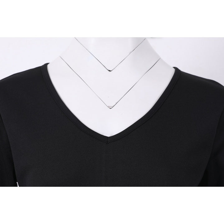 Damen Vintage-inspiriertes Swingkleid mit V-Ausschnitt, Dreiviertelärmeln und voluminösem Tellerrock Drune