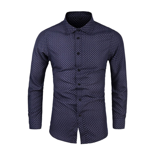 Herren Slim-Fit Hemd mit feinem Pünktchenmuster und Kentkragen Drune