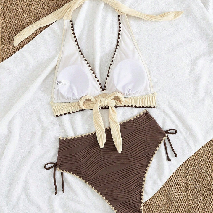 Damen Hochtailliertes Bikini-Set mit Rüschendetails Drune