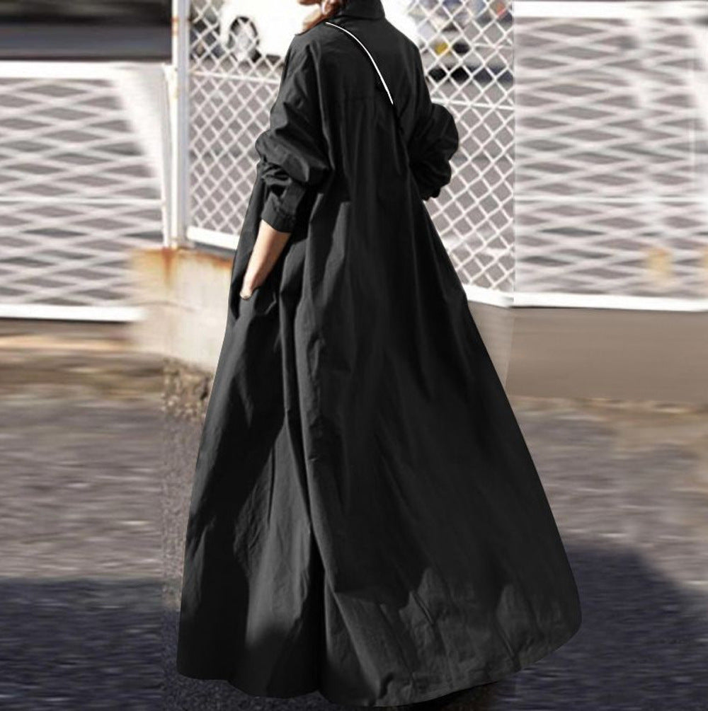 Damen Oversize-Hemdblusenkleid in A-Linie mit Hemdkragen Drune