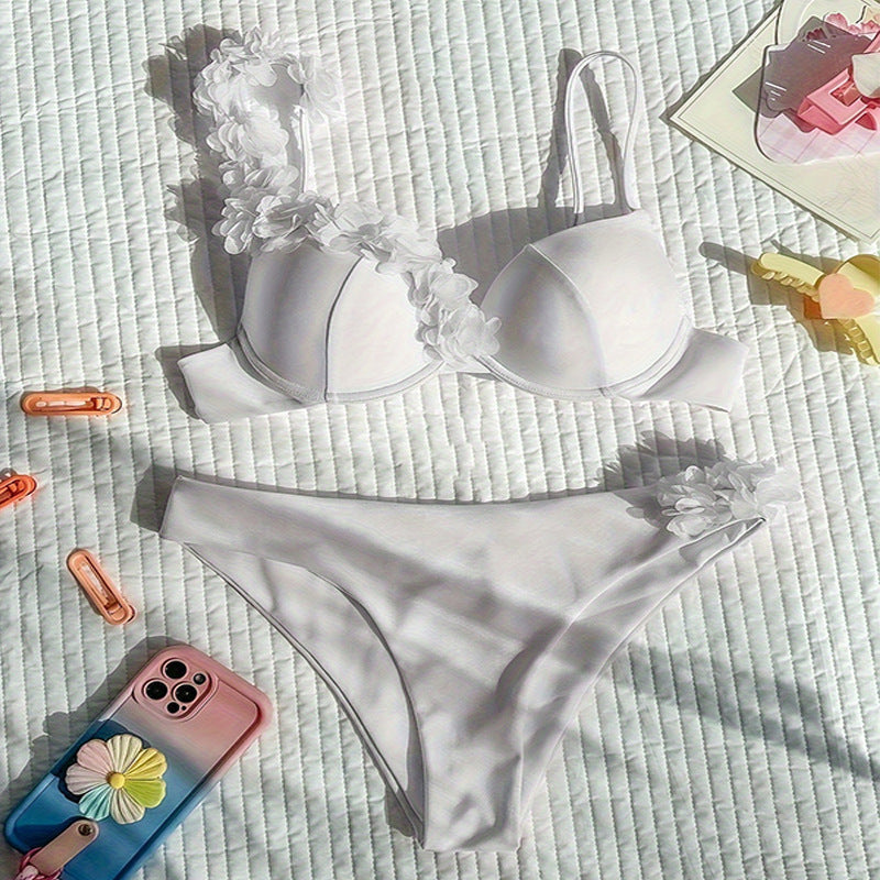 Damen Push-Up Bikini mit stilvollen Blumendetails Drune