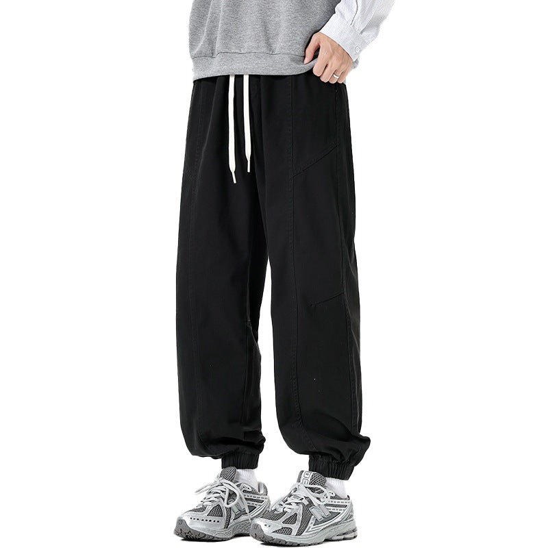 Herren Oversized Utility-Jogginghose aus robustem Baumwollmix mit Kordelbund, seitlichen Cargo‑Taschen & gerippten Bündchen Drune