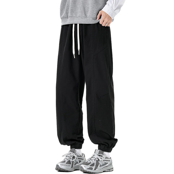 Herren Oversized Utility-Jogginghose aus robustem Baumwollmix mit Kordelbund, seitlichen Cargo‑Taschen & gerippten Bündchen Drune