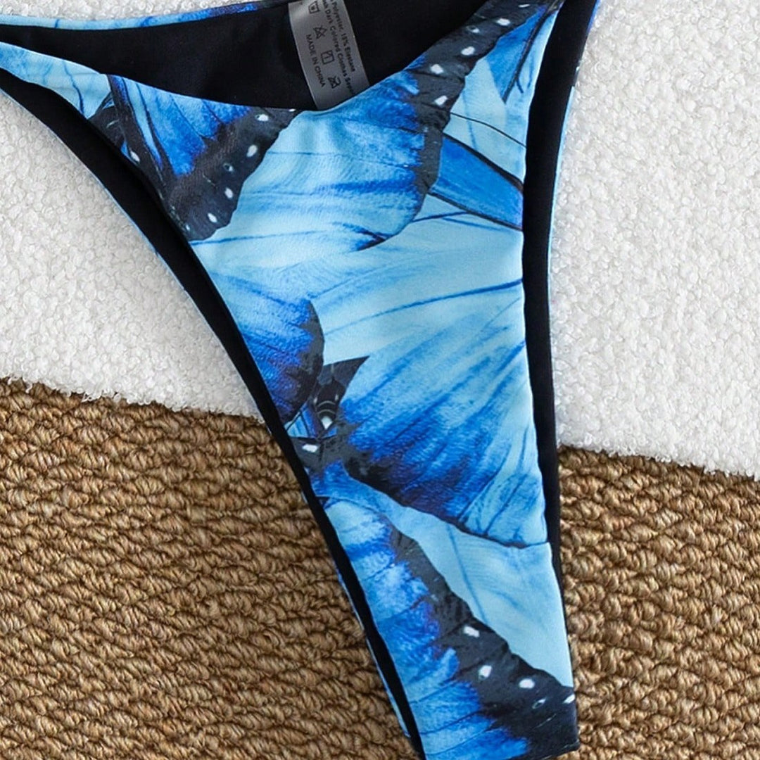 Damen Triangel-Bikini-Set mit floralem Schmetterlingsdesign Drune