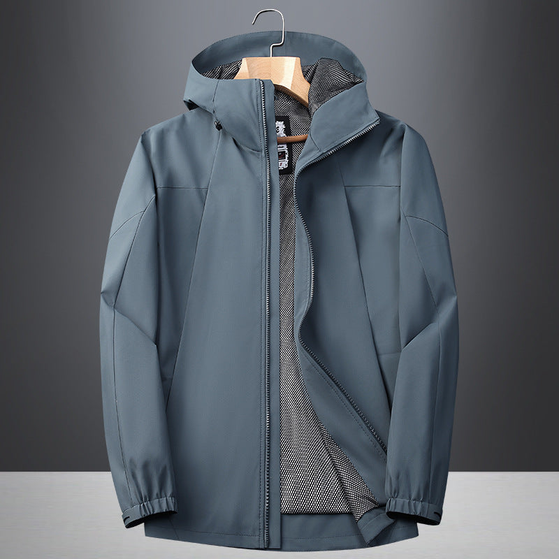 Herren Leichte Softshell‑Regenjacke mit atmungsaktivem Meshfutter und Kapuze Drune