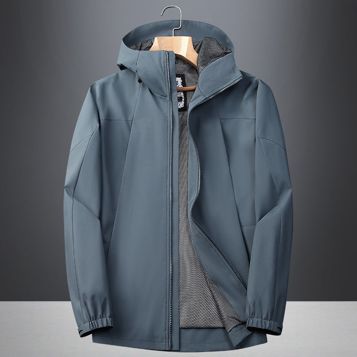 Herren Leichte Softshell‑Regenjacke mit atmungsaktivem Meshfutter und Kapuze Drune