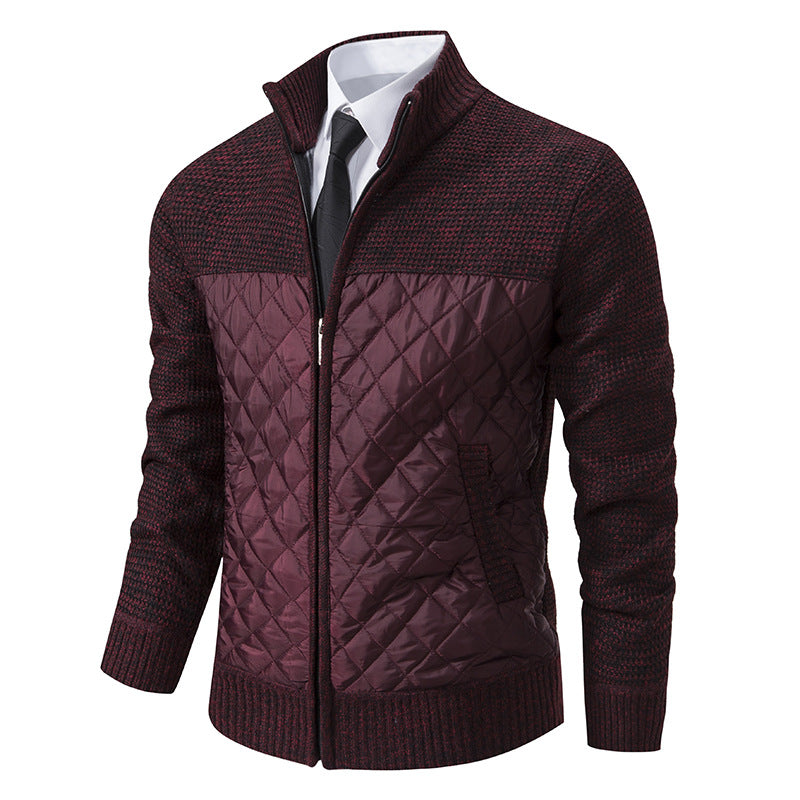 Herren nan gesteppte Hybrid-Strickjacke mit diamantsteppung, Stehkragen, isolierendem Thermofutter und Reißverschluss Drune