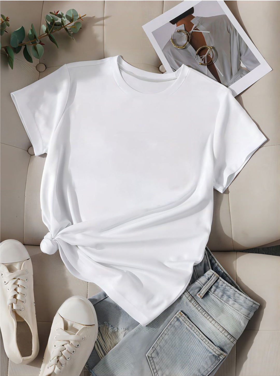Damen oversized Baumwoll-T-Shirt mit geradem Schnitt und minimalistischem Design Drune