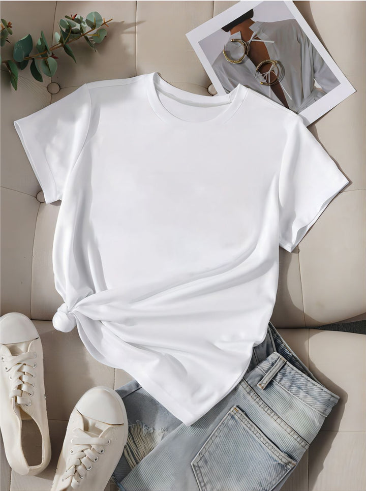 Damen oversized Baumwoll-T-Shirt mit geradem Schnitt und minimalistischem Design Drune