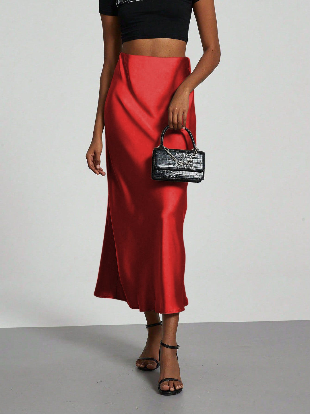 Damen Elegante und fließende Satin Maxiröcke Drune