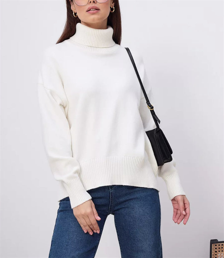Damen Boxy-Rollkragenpullover aus feinem Feinstrick mit überschnittener Schulter Drune