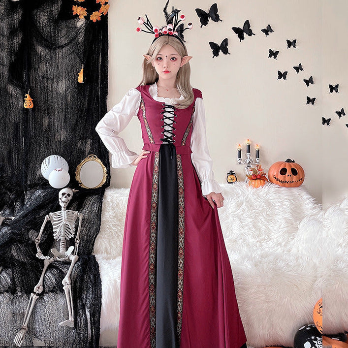 Damen Märchenhaftes Kostümkleid mit eleganter Schnürung und romantischen Details Drune