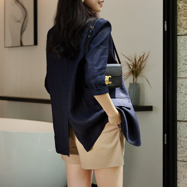 Damen Modischer Leinenblazer Drune